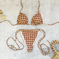 Three-point bikini trousers by Plush Fashion Hub featuring sexy strap backless split design for women’s swimwear.