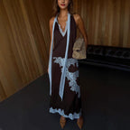 Women’s satin stitch sleeveless skirt set with casual loose fit, perfect for spring and summer wear.