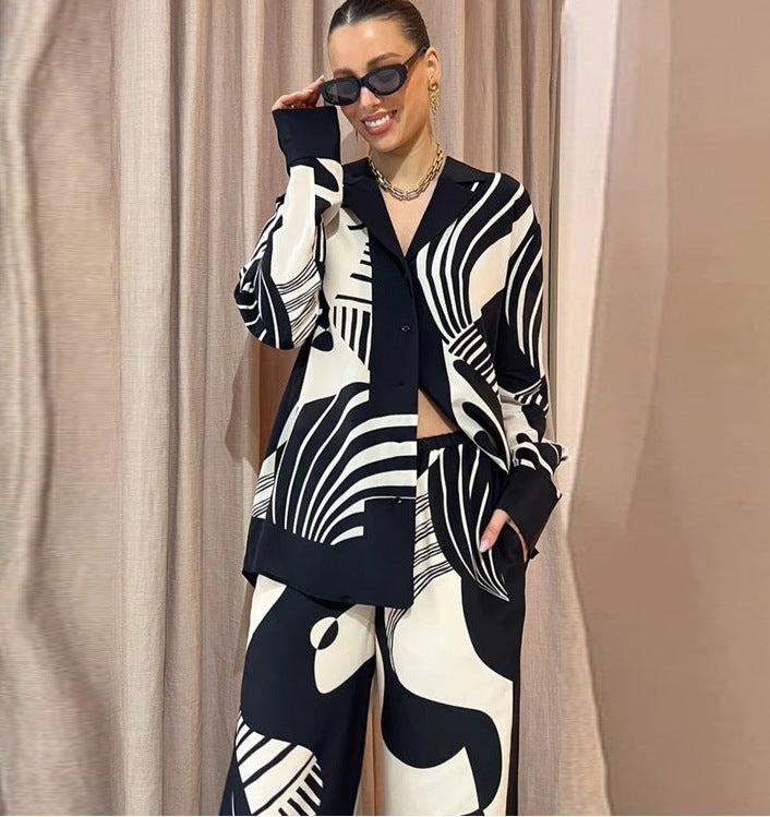 Women’s casual print clothing set by Plush Fashion Hub featuring comfortable, stylish matching top and pants ensemble.