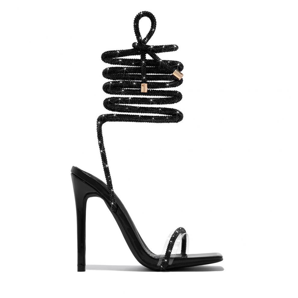 Summer women's high heel sandals with lace-up Roman pointed stilettos, featuring a comfortable design by Wanita Store.