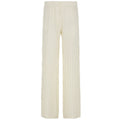 Light beige loose solid color casual pants with cutout details, high waist, straight leg, from Wanita Store for a relaxed, stylish look.