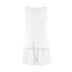 Spring knitted sunken stripe ladies' homewear vest and shorts set by Bella Mia, soft and casual pajamas for comfortable lounging.