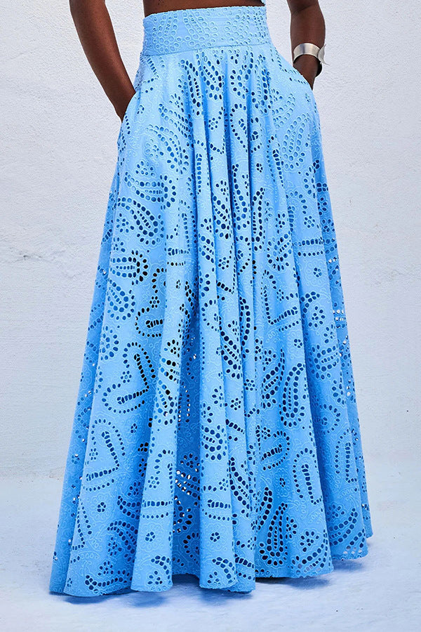 Casual women's sleeveless long skirt and pocket set by Wanita Store, perfect for spring and summer vacation wear.