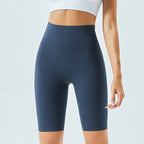 High waist plush fashion hub women's seamless yoga shorts with hip lift design, perfect for lounge, running, and workouts.