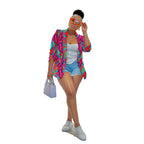 Casual color-printing blazer top from Wanita Store featuring a stylish, relaxed fit with vibrant print design.