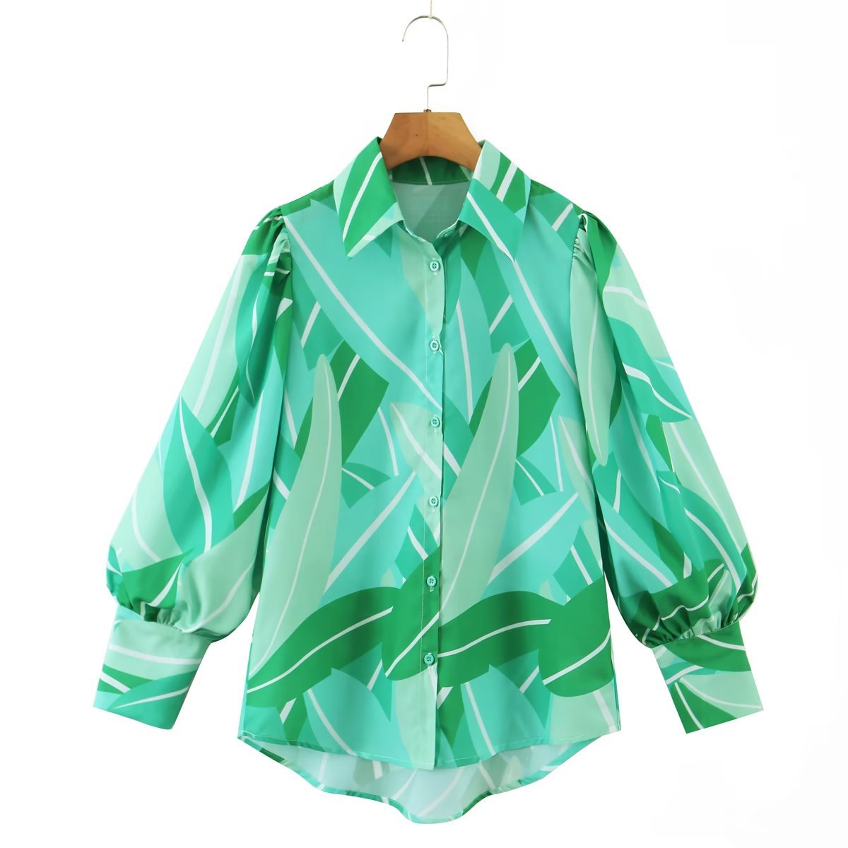 Autumn Winter Women Clothing Collared Single Breasted Floral Print Shirt Bella Mia