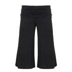 Casual sports cropped pants by Wanita Store featuring high waist, solid color, wide-leg design, and straight-leg style.