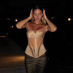 Bella Mia see-through tube top with chest pad and waist design, stylish and trendy women's vest top.