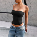 Bella Mia women's summer sexy tube top vest, fitted sleeveless blouse in lightweight fabric, ideal for casual or stylish summer outfits.