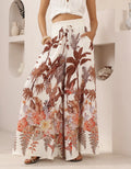 Leaf print wide leg summer pants from Wanita Store featuring casual, loose fit and comfortable wide-leg design.