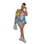 Casual color printing blazer top from Wanita Store featuring vibrant design and tailored fit, suitable for stylish everyday wear.