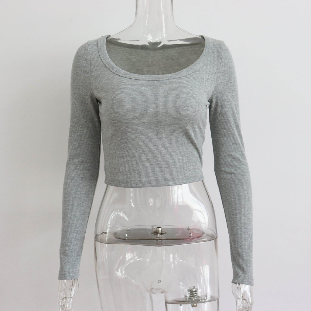 Long sleeve ribbed knit top for women, casual and slim fit, suitable for autumn and winter, from Wanita Store.