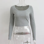 Long sleeve ribbed knit top for women, casual and slim fit, suitable for autumn and winter, from Wanita Store.