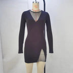 Elegant women's spring autumn dress by Plush Fashion Hub featuring long sleeves, a fitted silhouette, and stylish design.