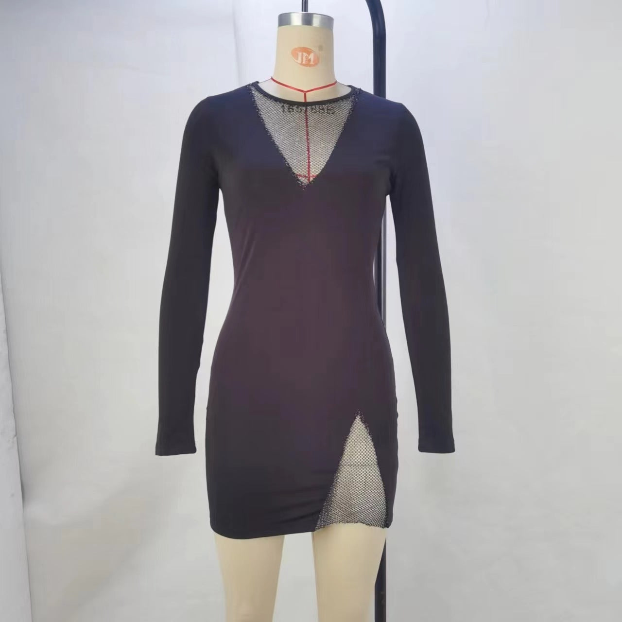 Elegant women's spring autumn dress by Plush Fashion Hub featuring long sleeves, a fitted silhouette, and stylish design.