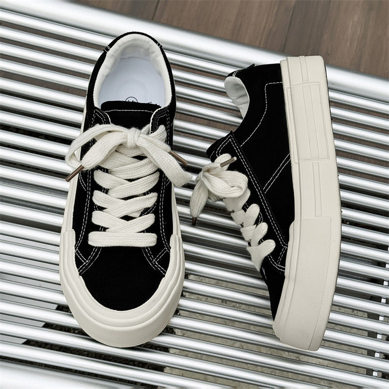 Women’s canvas platform skate shoes by FitiqueFit featuring casual and sporty lifted sneakers with a stylish design and durable construction.