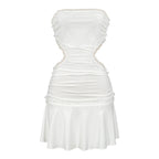 Backless sexy lace splicing sling cropped dress from Plush Fashion Hub, featuring a trendy short design and stylish details.
