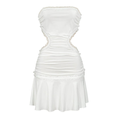 Backless Dress Sexy Trend Lace Splicing Sling Cropped Outfit Short Dress Bella Mia