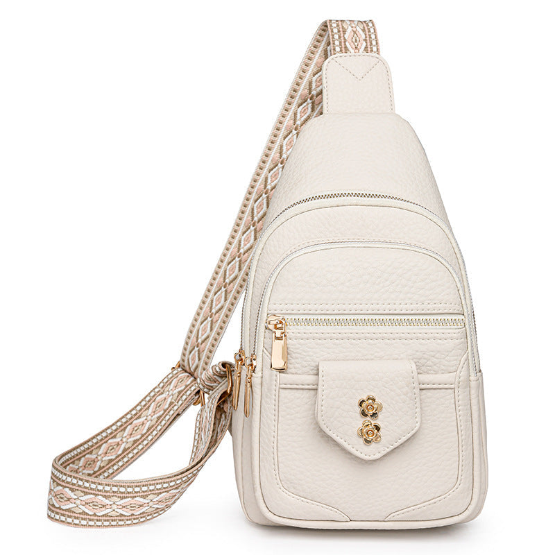 Wanita Store women's chest bag with retro faux leather design, casual messenger style, easy to match and versatile.