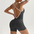 Sleeveless plush fashion hub sports yoga bodysuit with quick-drying, threaded design, perfect for fitness and yoga workouts.