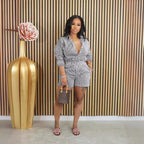 Women’s casual striped two-piece set with button collar, perfect for spring and summer, from Wanita Store.