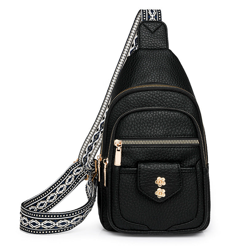 Casual women's chest bag by Wanita Store featuring retro faux leather design and easy-matching messenger style.