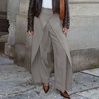 Bella Mia French minority design high waist trousers for women, featuring loose, irregular, asymmetric wide-leg style for spring.