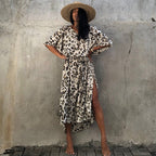 Plush Fashion Hub printed long beach skirt and cover-up with sun protection, perfect for vacation and swimsuit wear.