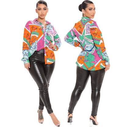 Casual Digital Printing Multi-Color Women Shirt Bella Mia
