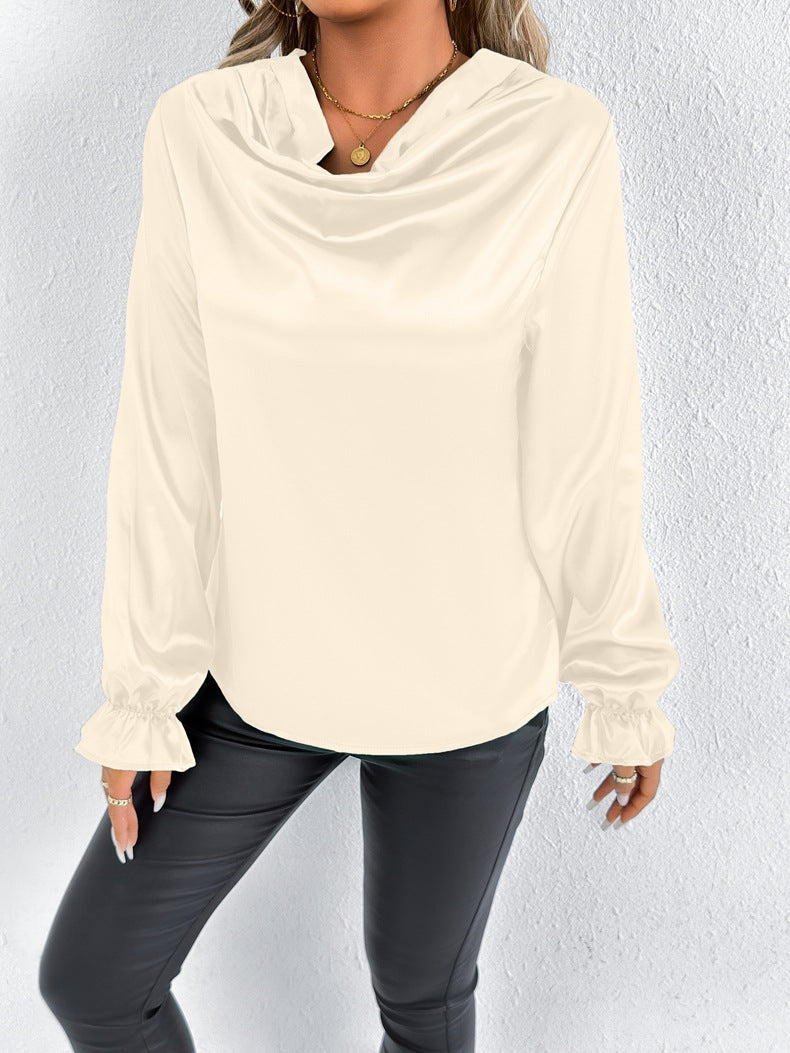 Women’s satin summer shirt by Bella Mia, artificial silk top featuring a stylish, smooth fabric and relaxed fit.