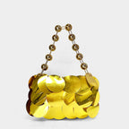 Handmade beaded pearl wafer bag with platinum sequins and stringed pearls, designed for women’s casual style.