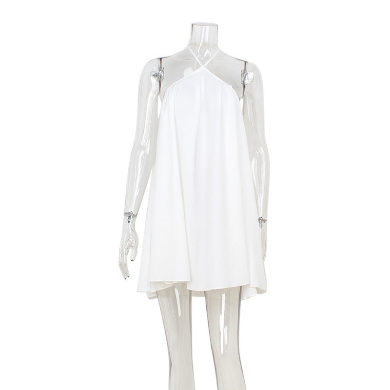 Plush Fashion Hub breathable halter short dress with a loose, goddess-inspired design perfect for summer fashion.