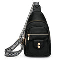 Women’s retro faux leather chest bag with casual messenger style, easy matching and compact design for everyday wear.