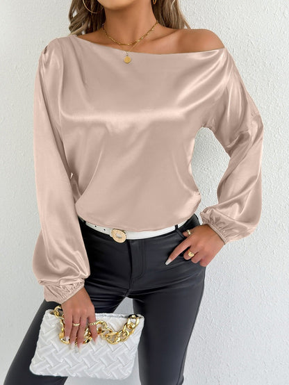 Women Clothing Summer Satin Shirt White Women Long Sleeve Satin Shirt Bella Mia