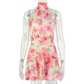 Printed sweet women's A-line turtleneck sleeveless dress from Wanita Store, soft fabric, perfect for home or holiday wear.