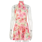 Printed sweet women's A-line turtleneck sleeveless dress from Wanita Store, soft fabric, perfect for home or holiday wear.