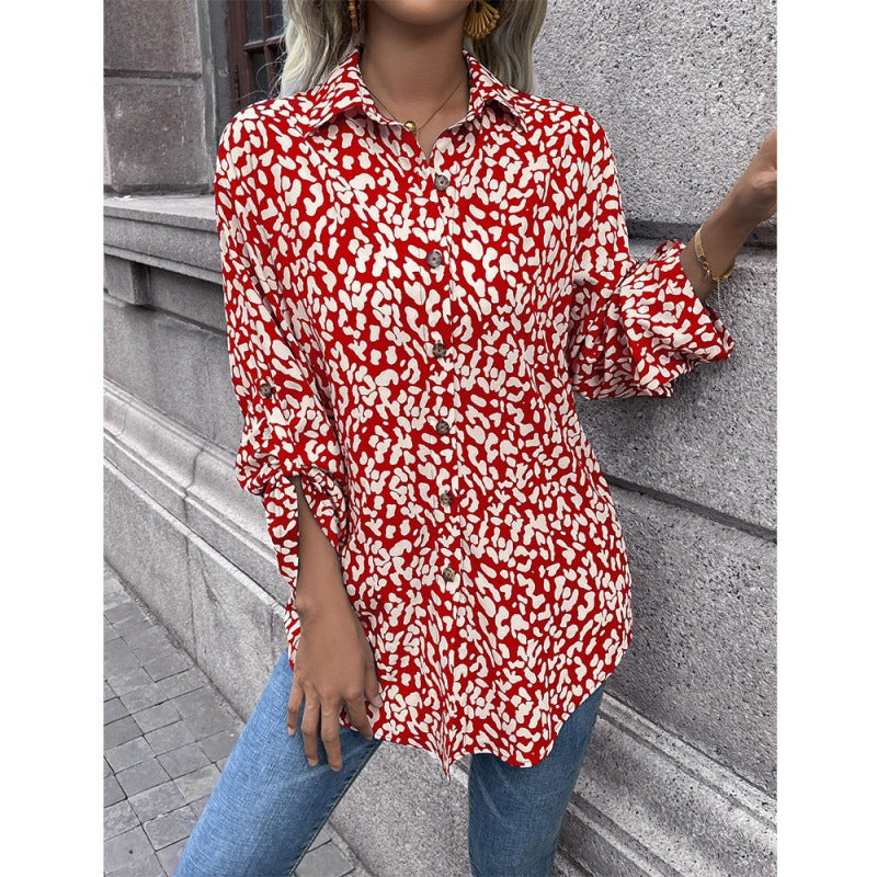 Women Clothing Sexy Leopard Print Single Breasted Cardigan Shirt Collared Shirt Top Women Bella Mia