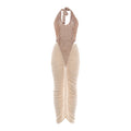 Fashionable Bella Mia women’s mesh ruffle hip dress with sequined stitching, see-through design for autumn winter stylish wear.