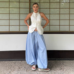 Women’s cotton bloomers with wide-leg fit, casual autumn street style trousers, loose and comfortable for everyday wear.