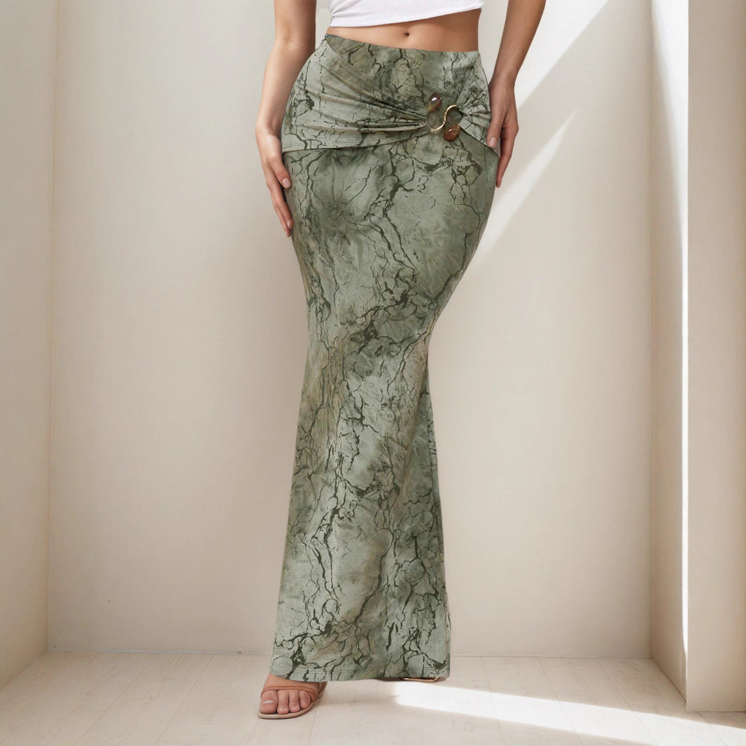 Retro print skirt from Plush Fashion Hub featuring a slim sheath design, perfect for summer with vibrant character-inspired patterns.