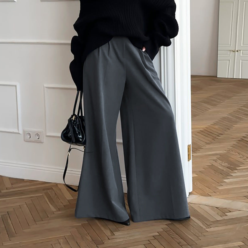 Bella Mia wide leg khaki pants featuring high waist, elegant design, perfect for casual, office, and autumn winter wear.