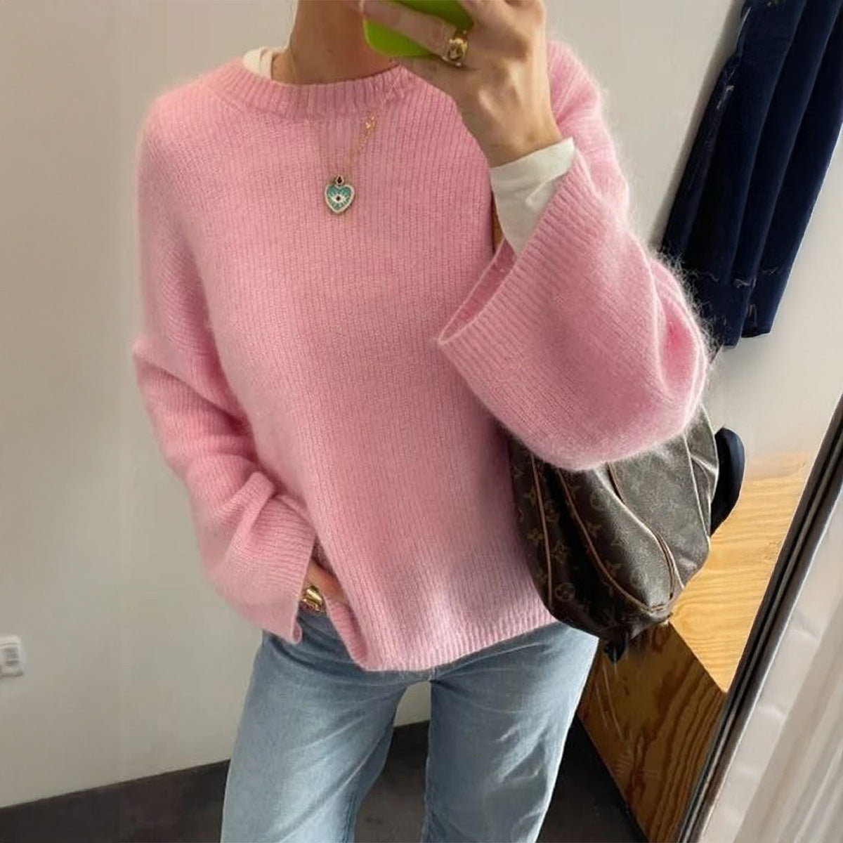 Solid Color Long Sleeved Woolen Sweaters Women Clothing Autumn Winter Bella Mia