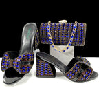 Women’s high heel summer slippers and rhinestone cylindrical bag set, featuring color matching design and casual style from Wanita Store.