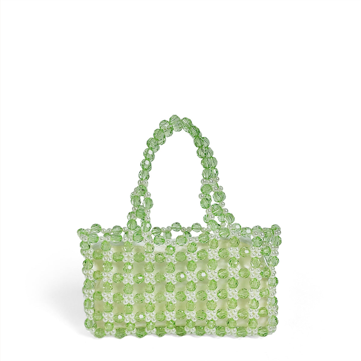 Summer Niche Handmade Transparent Green Crystal String Beads Woven Bag Women Handbag Cute Niche Handbag Bella Mia