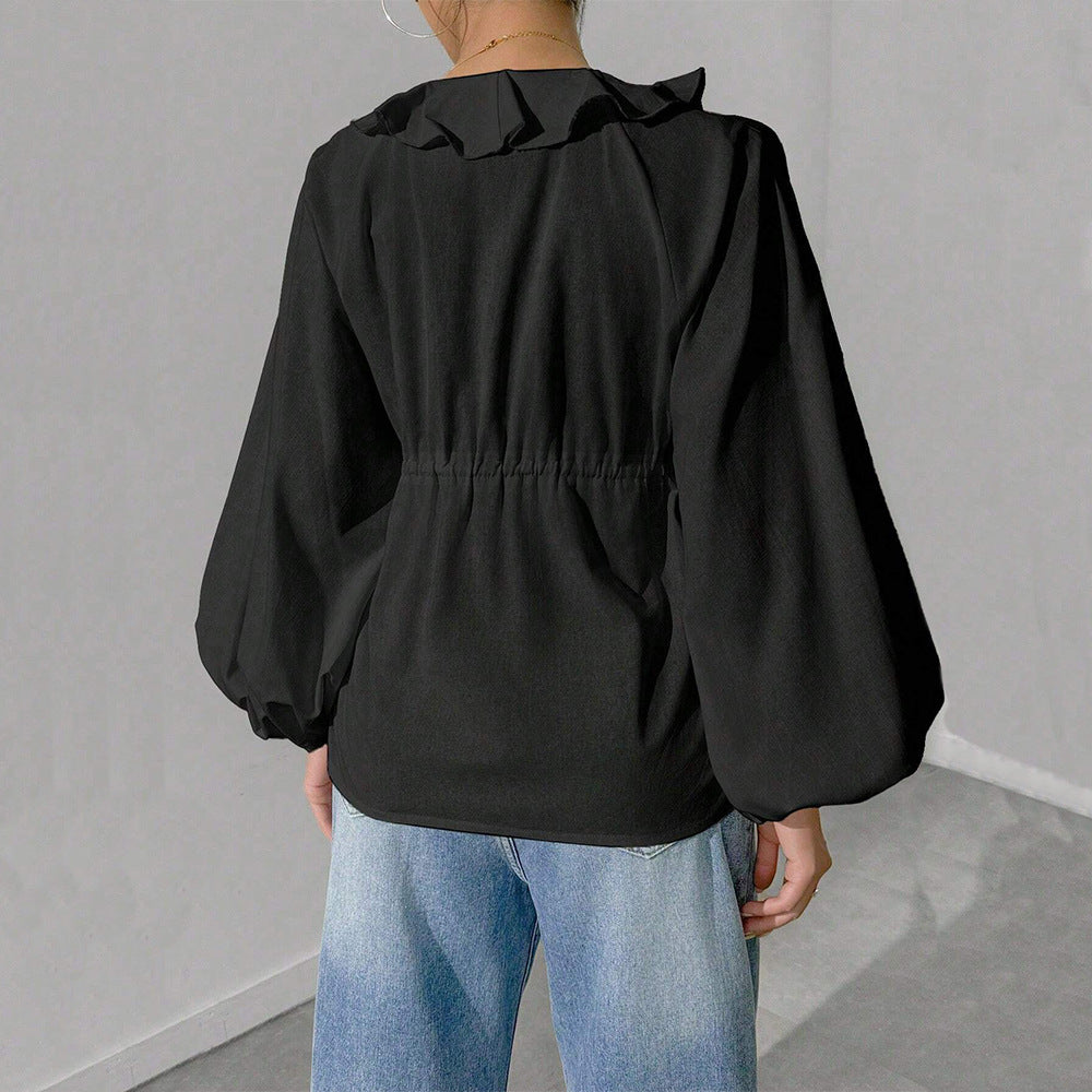 Women’s Bella Mia batwing sleeve cardigan top with loose fit, ideal for autumn and winter, featuring a simple, stylish design.