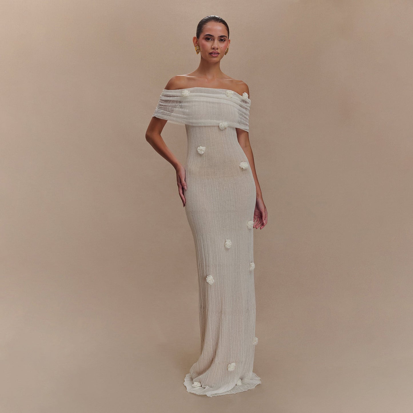 Women Knitted Floating Floral Solid Color Beach Bikini Swimsuit Blouse Sun Protective Clothing Dress Bella Mia