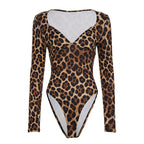 Leopard print V-neck split chest top for women, trendy and figure-flattering from Plush Fashion Hub.