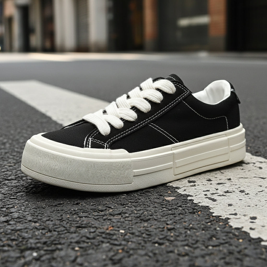 Women’s canvas platform skate shoes by FitiqueFit with sporty design and thick soles, casual footwear for everyday wear.