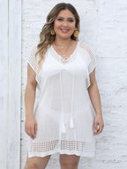 Women’s deep V plunge lace-up beach cover-up dress by Bella Mia, featuring lightweight fabric and stylish vacation-ready design.