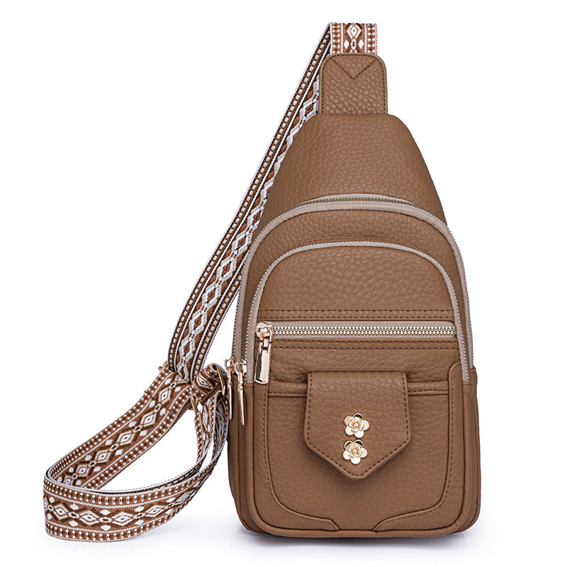 Women’s retro faux leather chest bag by Wanita Store, casual messenger bag with easy matching style and compact design.